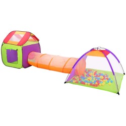 NAMIOT DLA DZIECI DOMEK + TUNEL + 200 PIŁEK - EDUKACYJNY ZESTAW
