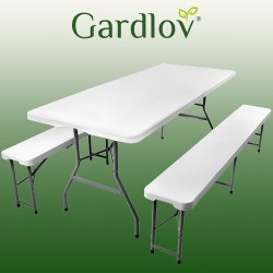 STÓŁ OGRODOWY SKŁADANY 180CM + 2 ŁAWKI - PRAKTYCZNY ZESTAW