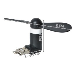 WENTYLATOR MICRO USB CZARNY - PRZENOŚNY I WYDAJNY