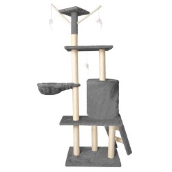 DRZEWKO DLA KOTA 138CM SZARE - ZABAWA I WYGODA