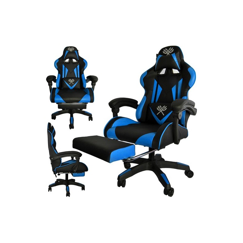 FOTEL GAMINGOWY CZARNO-NIEBIESKI DUNMOON - KOMFORT I DESIGN