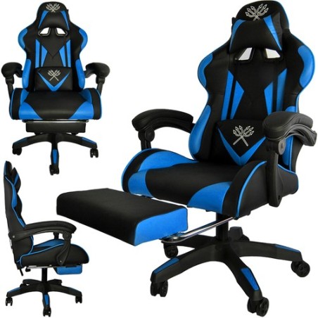 FOTEL GAMINGOWY CZARNO-NIEBIESKI DUNMOON - KOMFORT I DESIGN