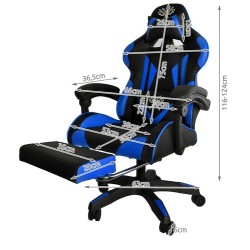 FOTEL GAMINGOWY CZARNO-NIEBIESKI DUNMOON - KOMFORT I DESIGN