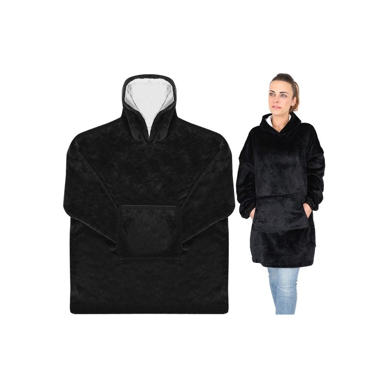 BLUZA XXL KOC CZARNY - CIEPŁY I WYGODNY