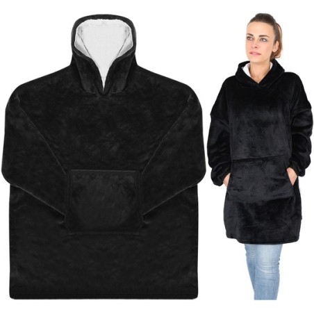 BLUZA XXL KOC CZARNY - CIEPŁY I WYGODNY