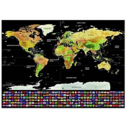 MAPA ŚWIATA ZDRAPKA Z FLAGAMI - EDUKACYJNA I STYLOWA
