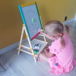TABLICA DREWNIANA DWUSTRONNA - DO RYSOWANIA I NAUKI