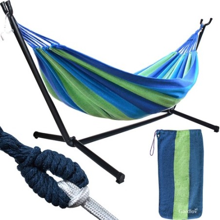 HAMAK OGRODOWY 200X150CM ZE STELAŻEM - KOMPLET DO RELAKSUcm ze stelażem