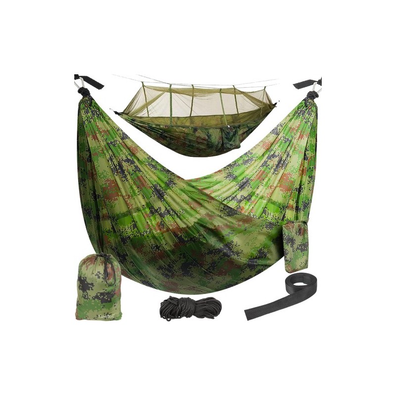 HAMAK TURYSTYCZNY SANTIAGO ARMY 260X140CM NET - LEKKI I WYTRZYMAŁY