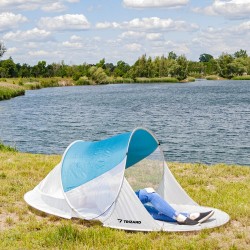 NAMIOT PLAŻOWY 220X120X90CM - TURKUSOWO-SZARY, OCHRONA PRZED SŁOŃCEM