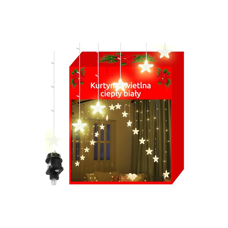 KURTYNA ŚWIETLNA 136LED CIEPŁY BIAŁY 31V - STYLOWY AKCENT