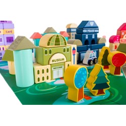 KLOCKI DREWNIANE MIASTO - ZESTAW EDUKACYJNY