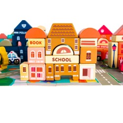 KLOCKI DREWNIANE MIASTO - ZESTAW EDUKACYJNY
