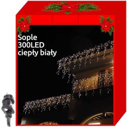 LAMPKI CHOINKOWE SOPLE 300LED CIEPŁY BIAŁY 31V - ŚWIĄTECZNE