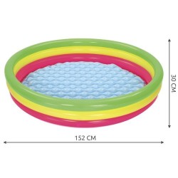 DMUCHANY BASEN TĘCZOWY 152CM - KOLOROWA ROZRYWKA DLA DZIECI