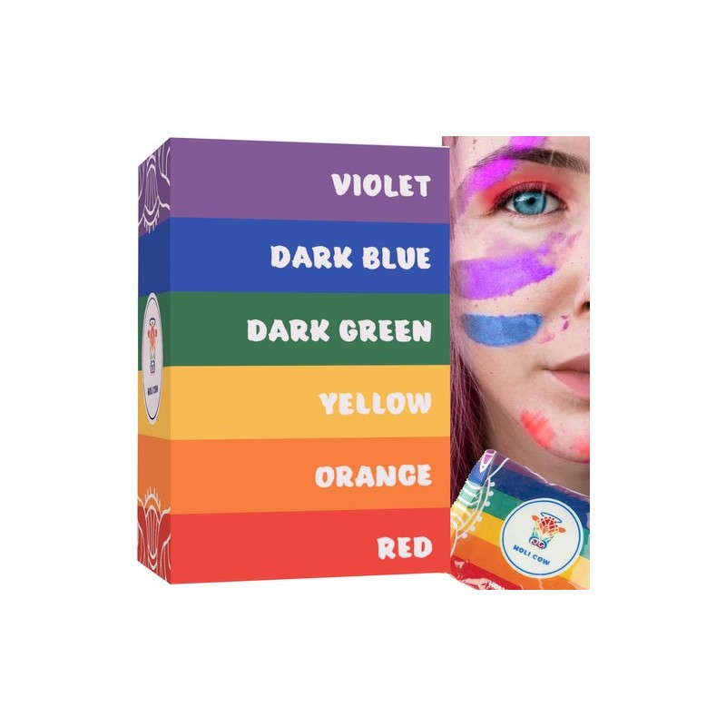 KOLOROWY PROSZEK HOLI ZESTAW 6X100G - FESTIWALOWE KOLORY