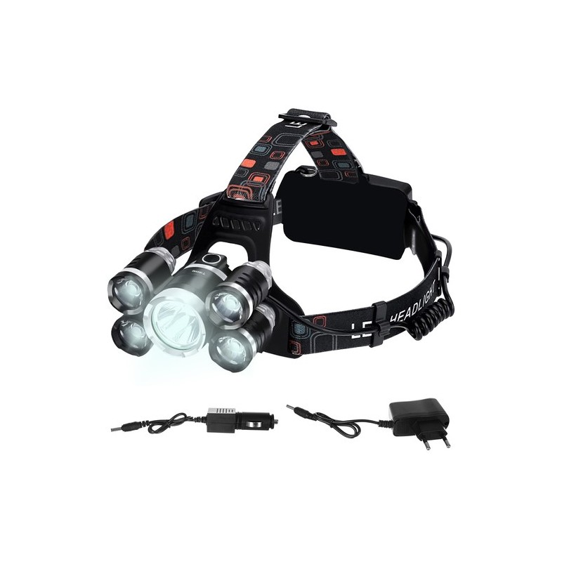 LATARKA CZOŁOWA 5X LED T6 CREE - MOCNE OŚWIETLENIE
