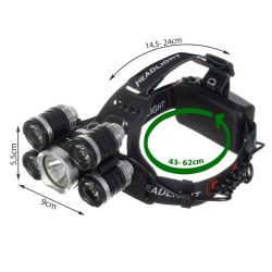 LATARKA CZOŁOWA 5X LED T6 CREE - MOCNE OŚWIETLENIE