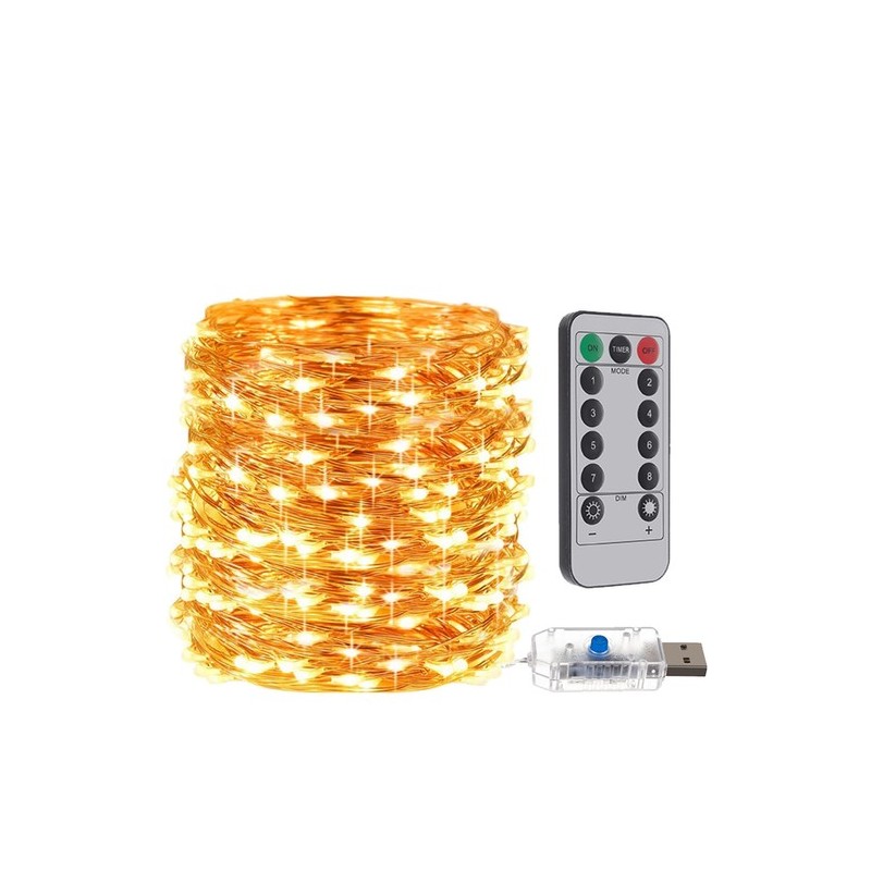 LAMPKI CHOINKOWE USB DRUCIKI 300LED CIEPŁY BIAŁY - KLIMATYCZNE ŚWIATŁO