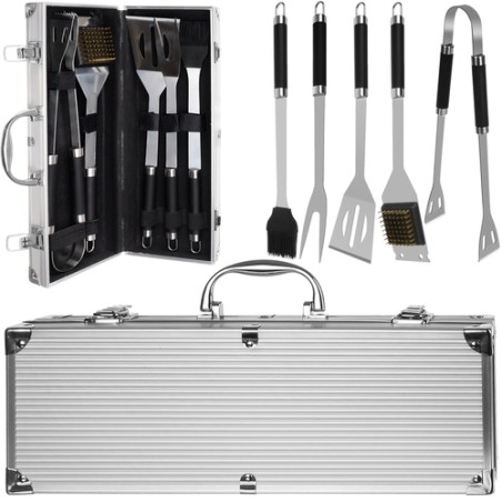 PRZYBORY DO GRILLA ZESTAW 5 AKCESORIÓW + WALIZKA - KOMPLET DLA GRILLMASTERA