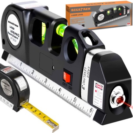 POZIOMICA LASEROWA Z MIARKĄ 250CM - PRECYZYJNE NARZĘDZIE POMIAROWE