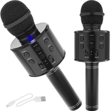 MIKROFON KARAOKE CZARNY IZOXIS 22189 - ZABAWA DLA CAŁEJ RODZINY