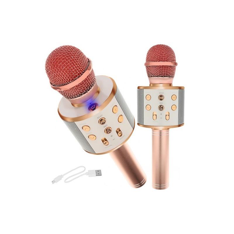 MIKROFON KARAOKE JASNORÓŻOWY IZOXIS 22190 - MODNY I FUNKCJONALNY