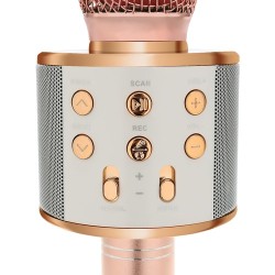 MIKROFON KARAOKE JASNORÓŻOWY IZOXIS 22190 - MODNY I FUNKCJONALNY