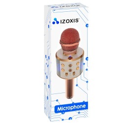MIKROFON KARAOKE JASNORÓŻOWY IZOXIS 22190 - MODNY I FUNKCJONALNY
