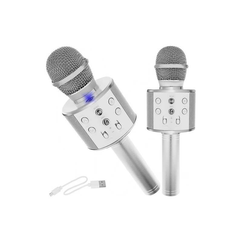 MIKROFON KARAOKE SREBRNY IZOXIS 22188 - DOSKONAŁA JAKOŚĆ DŹWIĘKU