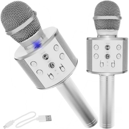MIKROFON KARAOKE SREBRNY IZOXIS 22188 - DOSKONAŁA JAKOŚĆ DŹWIĘKU