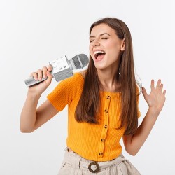 MIKROFON KARAOKE SREBRNY IZOXIS 22188 - DOSKONAŁA JAKOŚĆ DŹWIĘKU