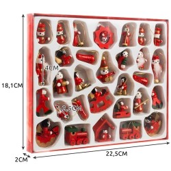 ZAWIESZKI DREWNIANE BOMBKI NA CHOINKĘ 30SZT. - NATURALNA DEKORACJA ŚWIĄTECZNA