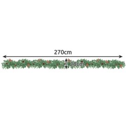 GIRLANDA CHOINKOWA 2.7M Z LAMPKAMI LED 22322 - NASTROJOWA OZDOBA ŚWIĄTECZNA