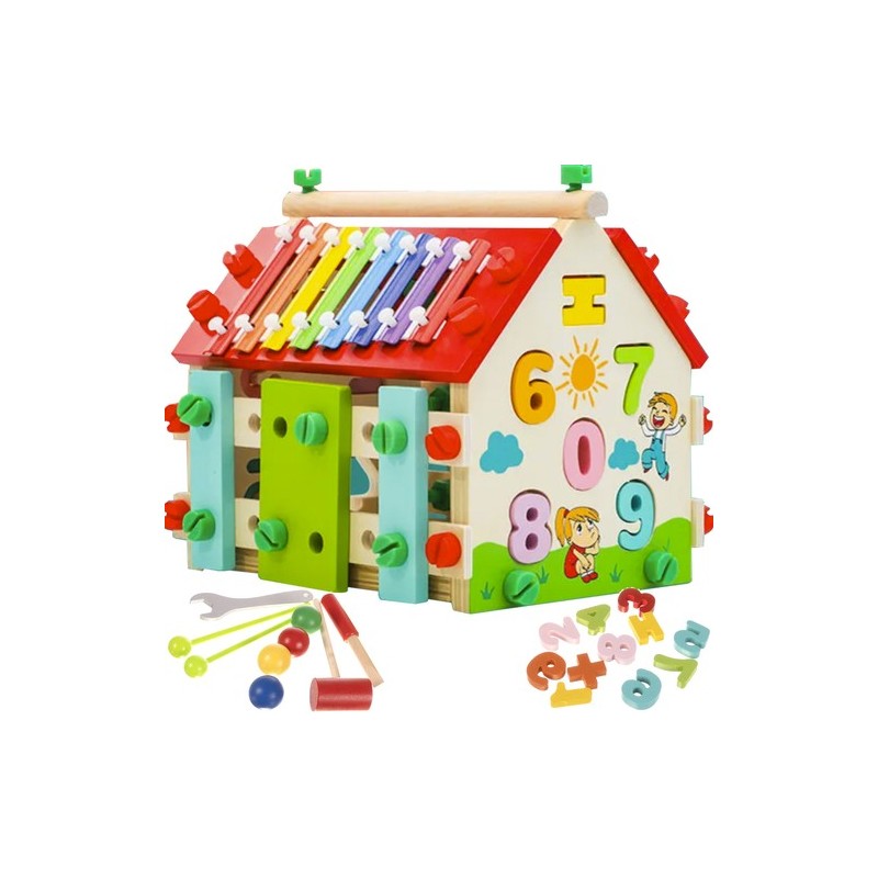 DOMEK EDUKACYJNY DREWNIANY 22564 - ROZWÓJ I ZABAWA W JEDNYM