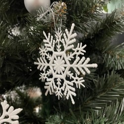 BOMBKI CHOINKOWE ŚNIEŻYNKI 12SZT. 22516 - STYLOWE OZDOBY NA CHOINKĘ