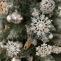 BOMBKI CHOINKOWE ŚNIEŻYNKI 12SZT. 22516 - STYLOWE OZDOBY NA CHOINKĘ