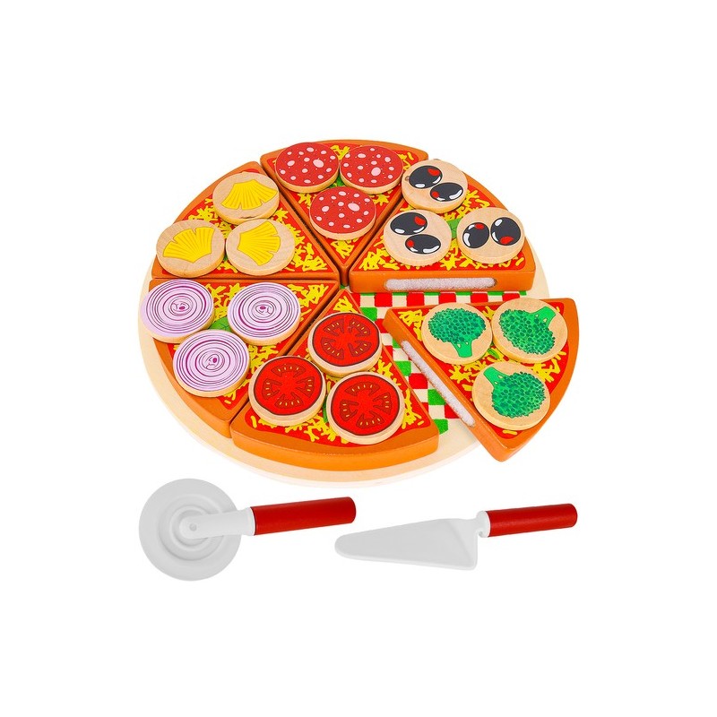 PIZZA DREWNIANA ZESTAW - EDUKACYJNA I ZABAWNA ZABAWKA DLA DZIECI
