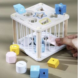 SORTER KOSTKA SENSORYCZNA DREWNIANA - ROZWÓJ UMIEJĘTNOŚCI DLA MALUCHÓW