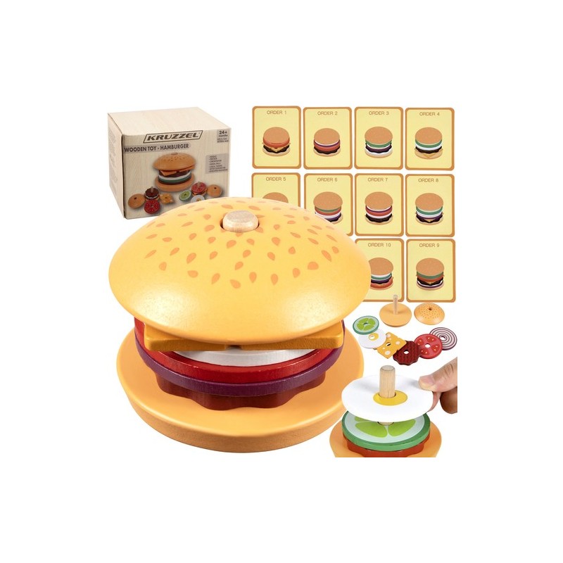 BURGER DREWNIANY - EDUKACYJNA ZABAWKA DLA MALUCHÓW