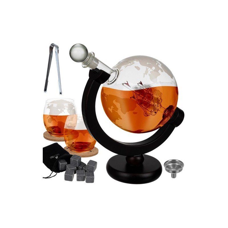 KARAFA GLOBUS ZESTAW DO WHISKY - ELEGANCKI PREZENT DLA MIŁOŚNIKÓW KLASYCZNEGO STYLU