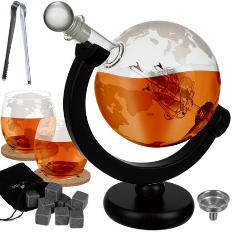 KARAFA GLOBUS ZESTAW DO WHISKY - ELEGANCKI PREZENT DLA MIŁOŚNIKÓW KLASYCZNEGO STYLU