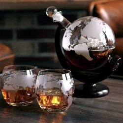 KARAFA GLOBUS ZESTAW DO WHISKY - ELEGANCKI PREZENT DLA MIŁOŚNIKÓW KLASYCZNEGO STYLU