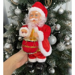 MIKOŁAJ GRAJĄCY FIGURKA 30CM - ŚWIĄTECZNA DEKORACJA Z MELODIĄ