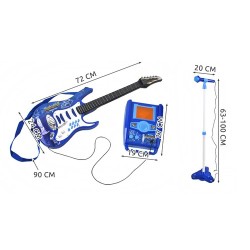 GITARA ELEKTRYCZNA + MIKROFON + WZMACNIACZ NIEBIESKA - MUZYCZNA ZABAWA DLA DZIECI