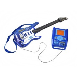GITARA ELEKTRYCZNA + MIKROFON + WZMACNIACZ NIEBIESKA - MUZYCZNA ZABAWA DLA DZIECI