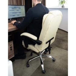 FOTEL BIUROWY Z PODNÓŻKIEM BIAŁY - KOMFORT I NOWOCZESNY DESIGN