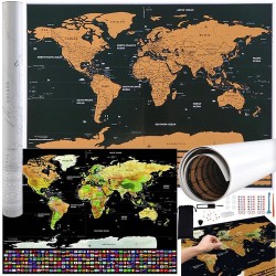 MAPA ŚWIATA ZDRAPKA Z...