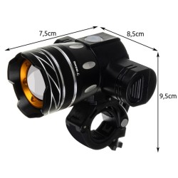 LAMPKA ROWEROWA T6 USB + TYLNE ŚWIATŁO 23681 - MOCNE OŚWIETLENIE I BEZPIECZEŃSTWO