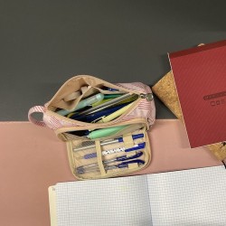 PIÓRNIK SZKOLNY DWUKOMOROWY ROZKŁADANY SASZETKA PODWÓJNY RÓŻOWY DLA DZIECI - MODNY DESIGN
